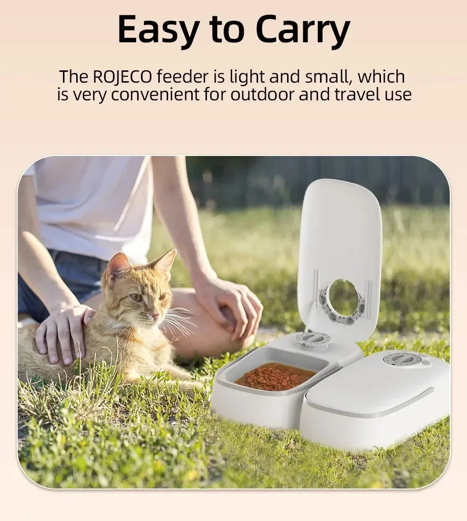 2 Meals Timed Automatic Dog Feeder Dual Bowls Smart Cat Food Dispenser Wet Dry Pet Food Dispenser Pet Feeder Cat Accessories PAW-SOME PETS