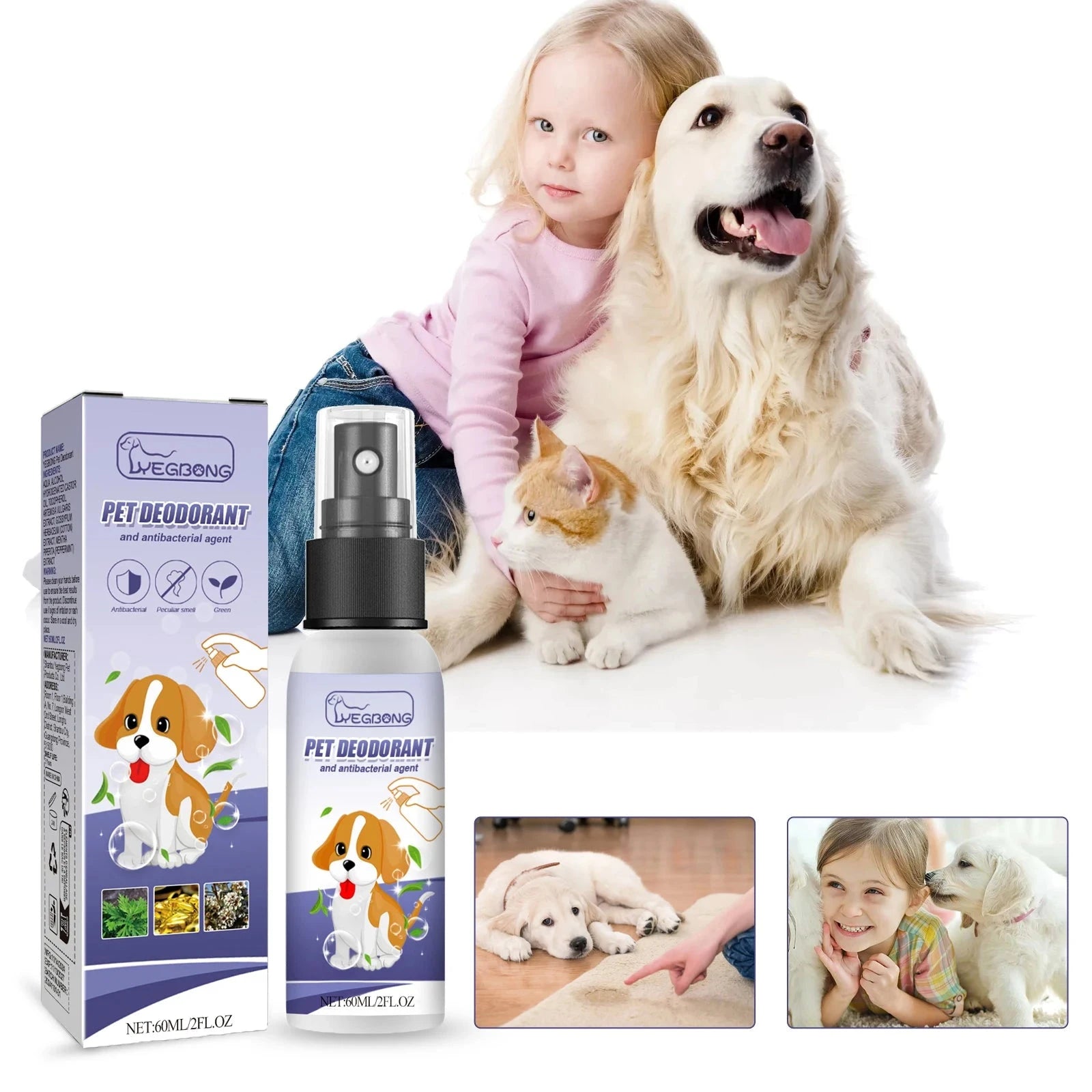 Pet Deodorizing Spray Remove Odor Dogs Cats Urine Body Odor Feces Odor Removal Air Freshening PAWN-SOME PETS