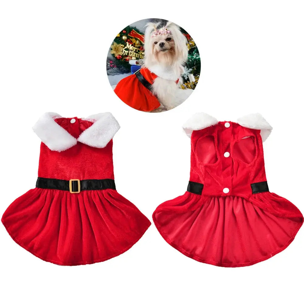 Pet Dog Dresses for Small Dogs Cat Christmas Party Red Princess Skirt Puppy Xmas Dress Chihuahua Yorkies Pug Poodle Costume PAWN-SOME PETS