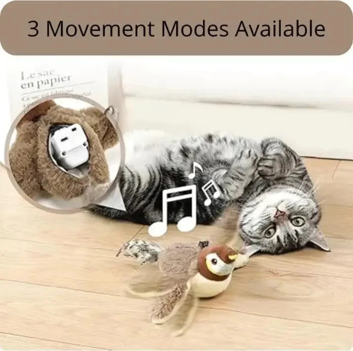 Interactive Cat Toy Flapping Bird with Catnip Rechargeable Simulation Bird Cat Toys Touch Activated Fluffy Plush Toys for Cats PAWN-SOME PETS