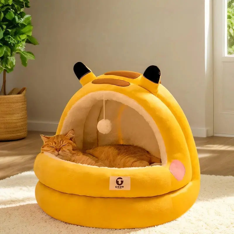 New Cute Mongolian Yurt Pet Nest Home Pet Supplies Semi Closed Panda Nest Fun Cat Playful Autumn and Winter Warm Dog Nest PAWN-SOME PETS