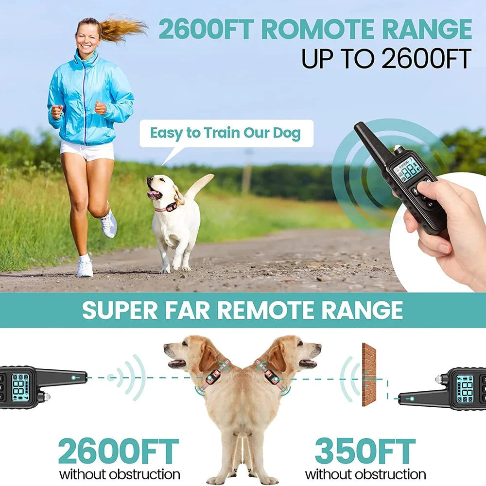 800m Digital Dog Training Collar Waterproof Rechargeable Remote Control Pet with LCD Display for All Size Shock Vibration Sound PAWN-SOME PETS