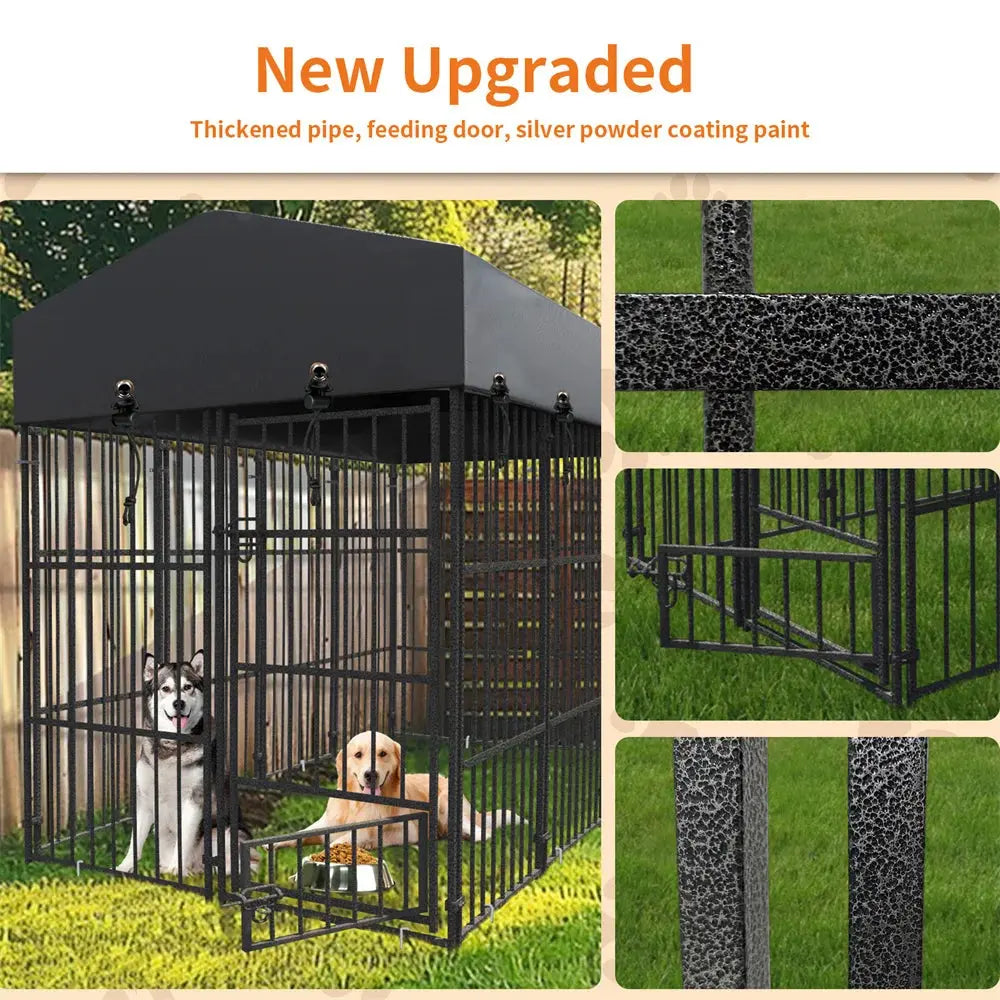 Heavy Duty Large Dog Kennel Pet Welded Metal Playpen Animal Cage with Roof Cover Pet Run Enclosure Playpen House Outdoor Indoor PAWN-SOME PETS