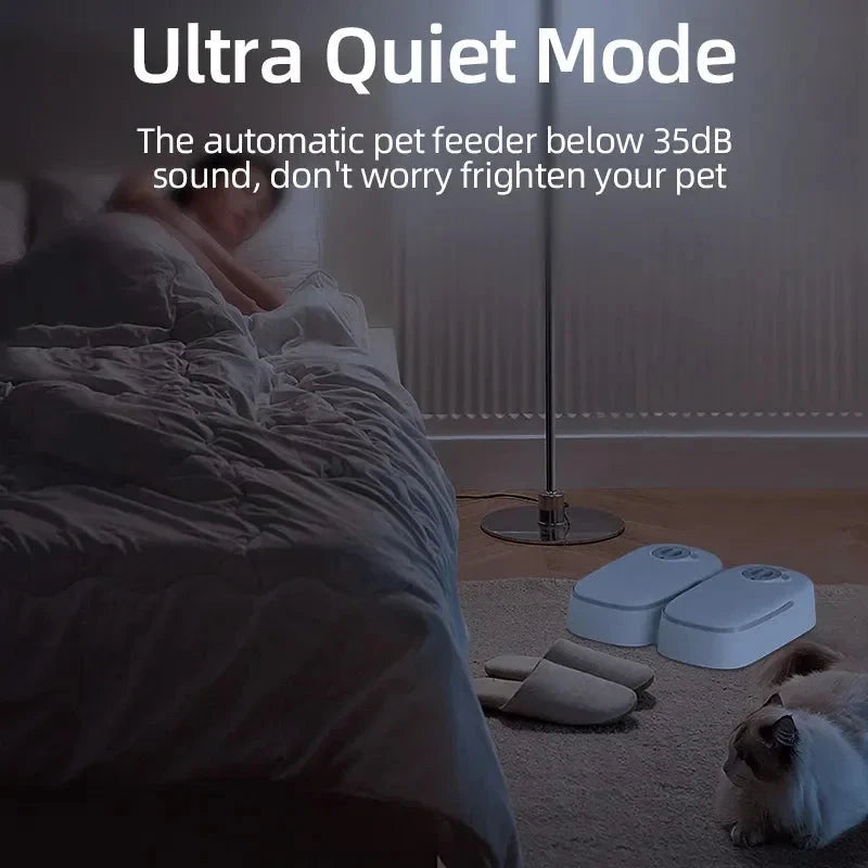 2 Meals Timed Automatic Dog Feeder Dual Bowls Smart Cat Food Dispenser Wet Dry Pet Food Dispenser Pet Feeder Cat Accessories PAW-SOME PETS