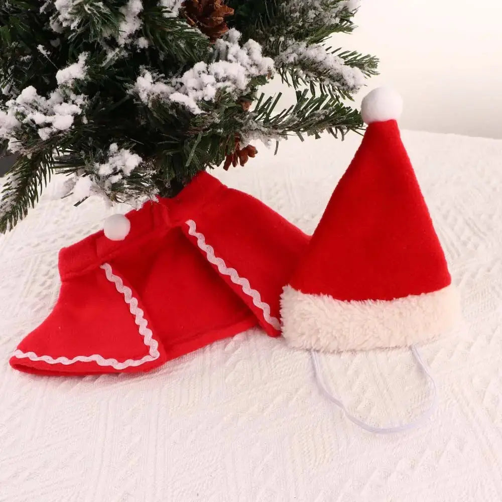Cute Winter Pet Cloak Dog Cat Christmas Clothes Warm Puppy Santa Red Scarf Hat Head Funny Christmas Pet Costume Dog Cat Cloaks PAWN-SOME PETS