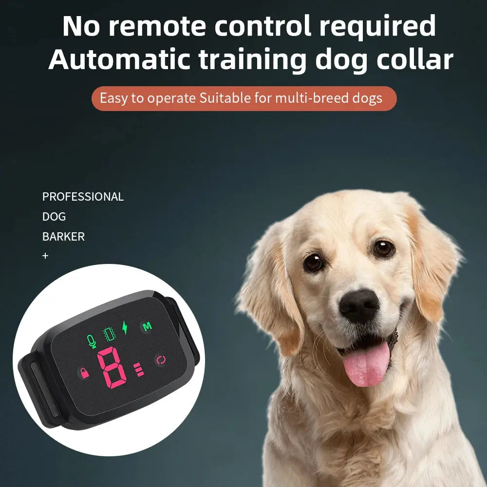Smart Automatic Anti Barking Dog Collar HD Digital Display IP67 Waterproof Collar For Dog Rechargeable Bark Stopper Stop Barking PAWN-SOME PETS