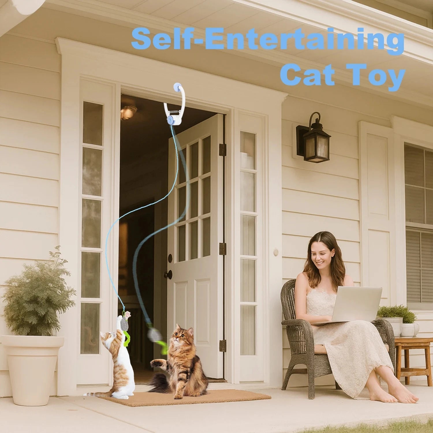Cat Toys Electric Door Hanging Cat Toy Interactive Cat Toy USB Rechargeable Self Play Toy Retractable Kitten Toys PAWN-SOME PETS