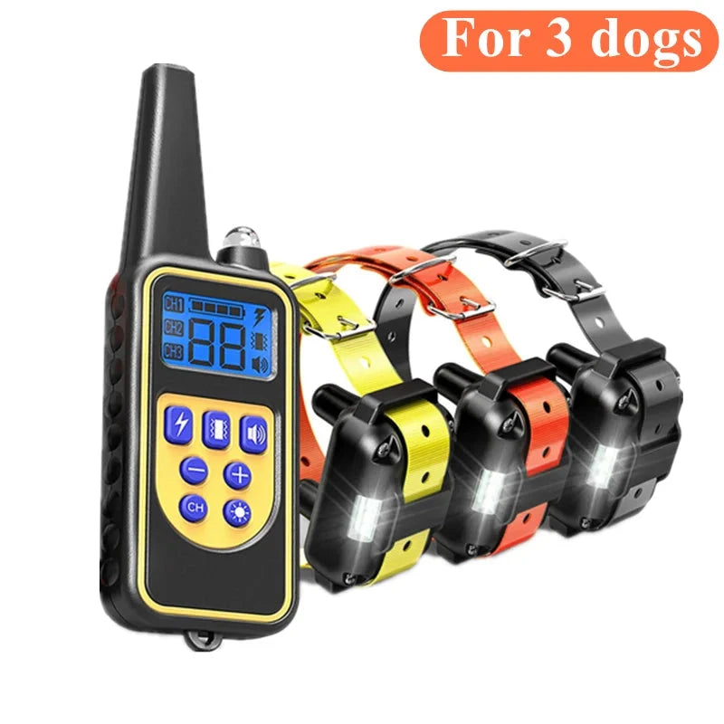 800m Digital Dog Training Collar Waterproof Rechargeable Remote Control Pet with LCD Display for All Size Shock Vibration Sound PAWN-SOME PETS