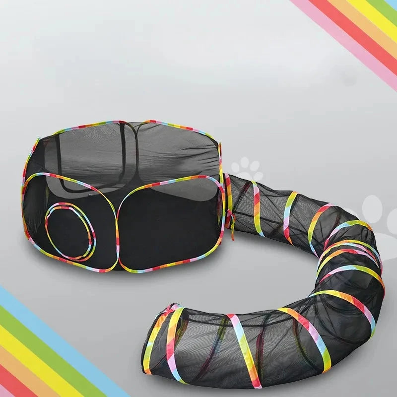 Cat Tunnel Portable Foldable Set Pet Rabbit Guinea Pig Tent Maze Channel Toy Dog Fence Pet Cage Large Space Multiple Gameplay PAW-SOME PETS