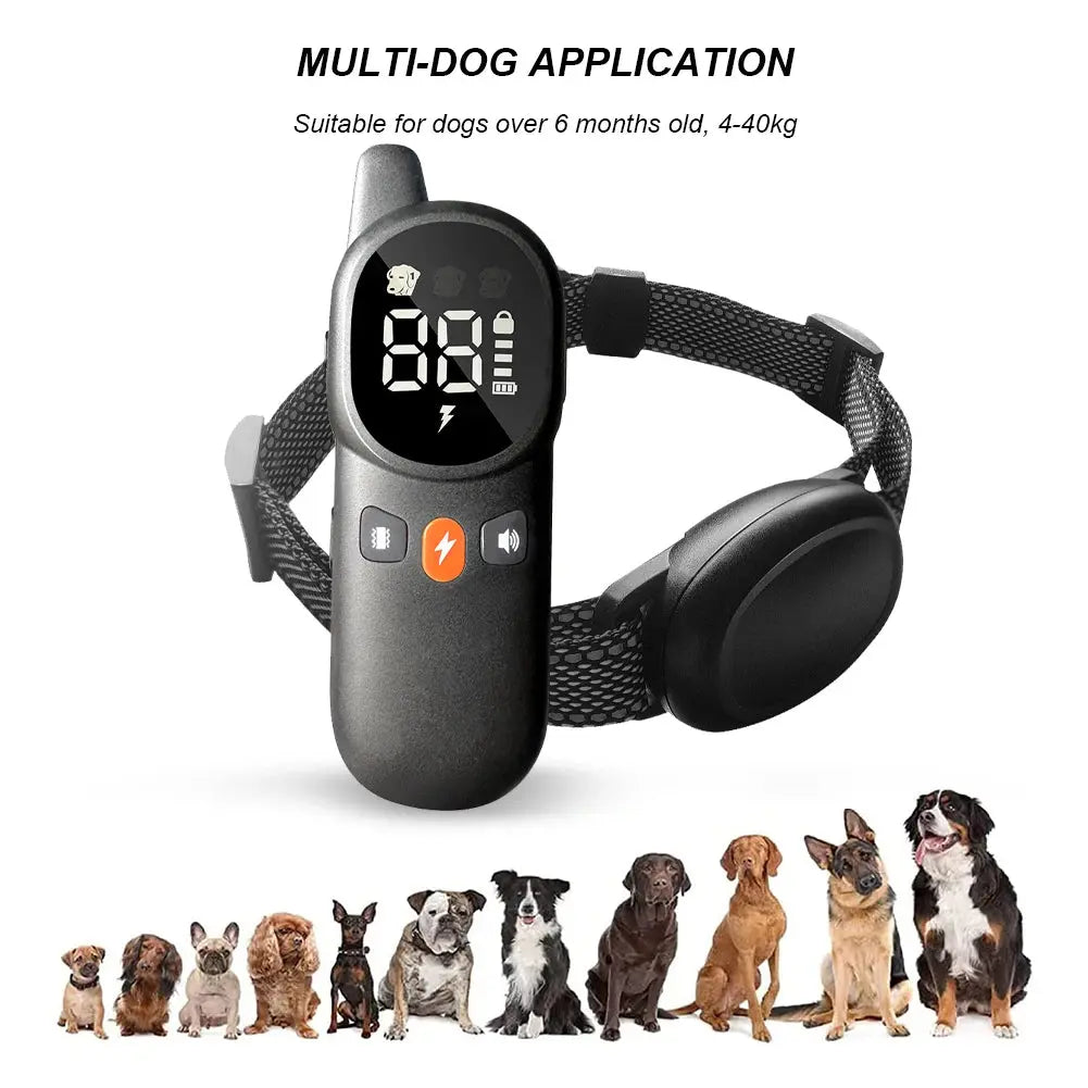Dog Bark Collar Electric Dog Training Collar Sound Vibration Shock Rechargeable Remote Control Anti Bark Dog Collar Pet Clicker PAWN-SOME PETS