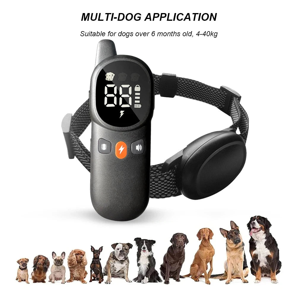 Dog Bark Collar Electric Dog Training Collar Sound Vibration Shock Rechargeable Remote Control Anti Bark Dog Collar Pet Clicker PAWN-SOME PETS
