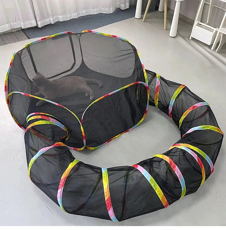 Cat Tunnel Portable Foldable Set Pet Rabbit Guinea Pig Tent Maze Channel Toy Dog Fence Pet Cage Large Space Multiple Gameplay PAW-SOME PETS