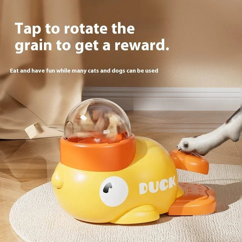 Intelligent Dog Automatic Feeder Cat Dog Puzzle Feeder Interactive Pet Food Treat Dispenser Cartoon Duck Design for Dog Training PAWN-SOME PETS