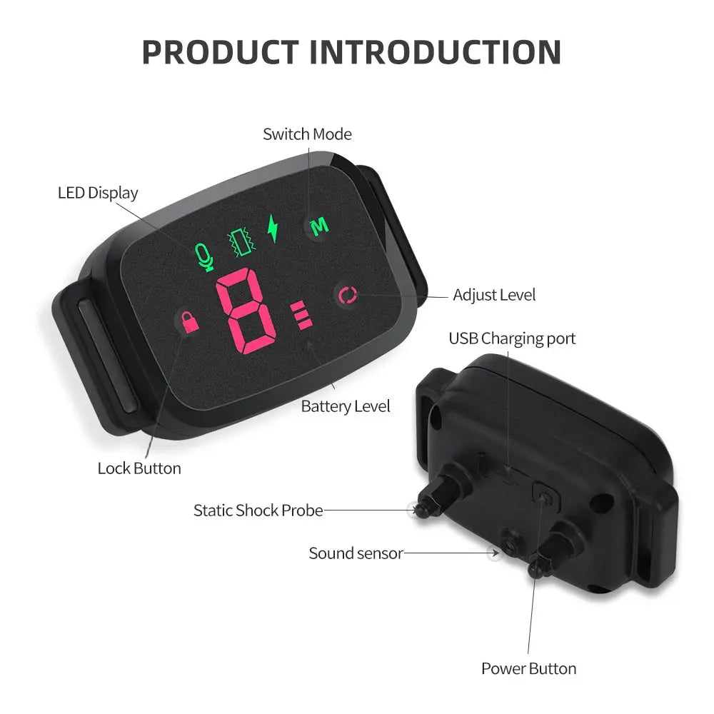 Smart Automatic Anti Barking Dog Collar HD Digital Display IP67 Waterproof Collar For Dog Rechargeable Bark Stopper Stop Barking PAWN-SOME PETS