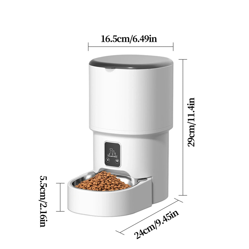 4L WIFI Button Automatic Cat Feeder Intelligent Cat and Dog Pet Feeder Smart Pet Cat Food Dispenser Pet Feeder(No 5V 1A plug) PAW-SOME PETS