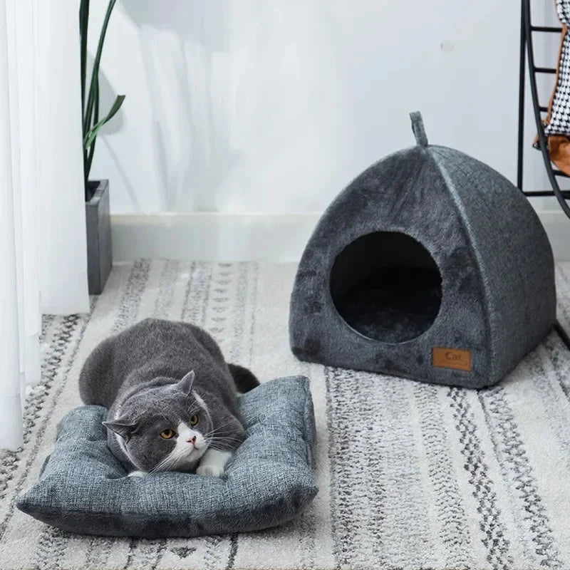 New Triangle Cat Nest Closed Cat House Pet Nest Warm and Thickened Deep Sleep Dog Nest Pet Supplies Closed Cat bed cat tents PAWN-SOME PETS