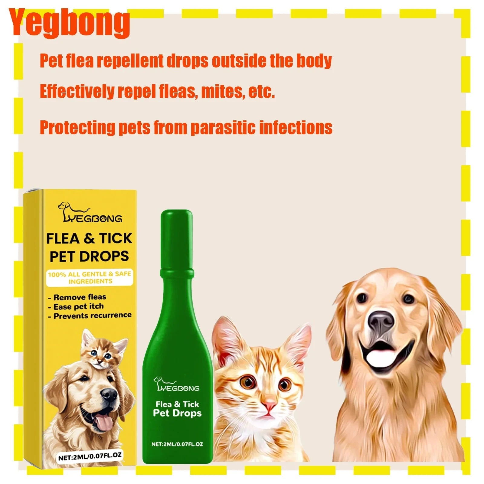 Yegbong Pet External Insect Repellent Droplet for Cat and Dog Cleaning External Fleas, Lices, Ticks, Skin Antipruritic Care PAWN-SOME PETS