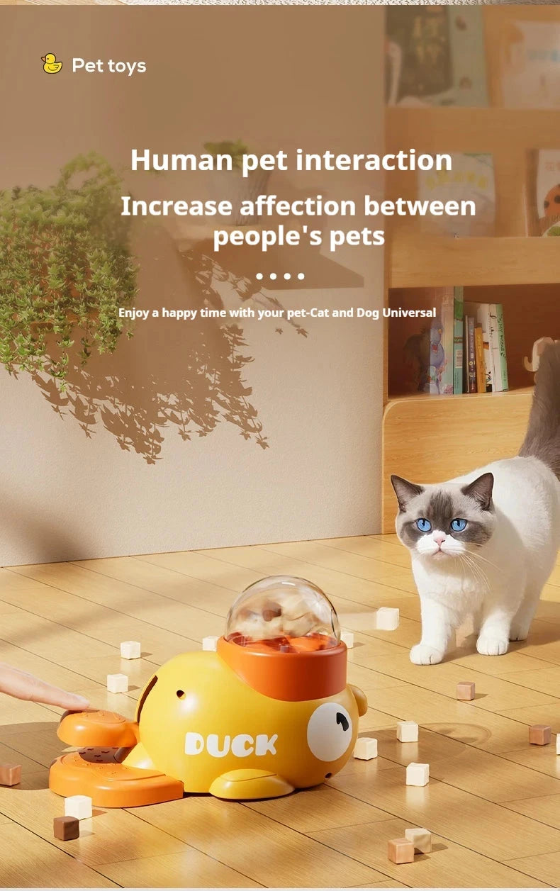 Intelligent Dog Automatic Feeder Cat Dog Puzzle Feeder Interactive Pet Food Treat Dispenser Cartoon Duck Design for Dog Training PAWN-SOME PETS
