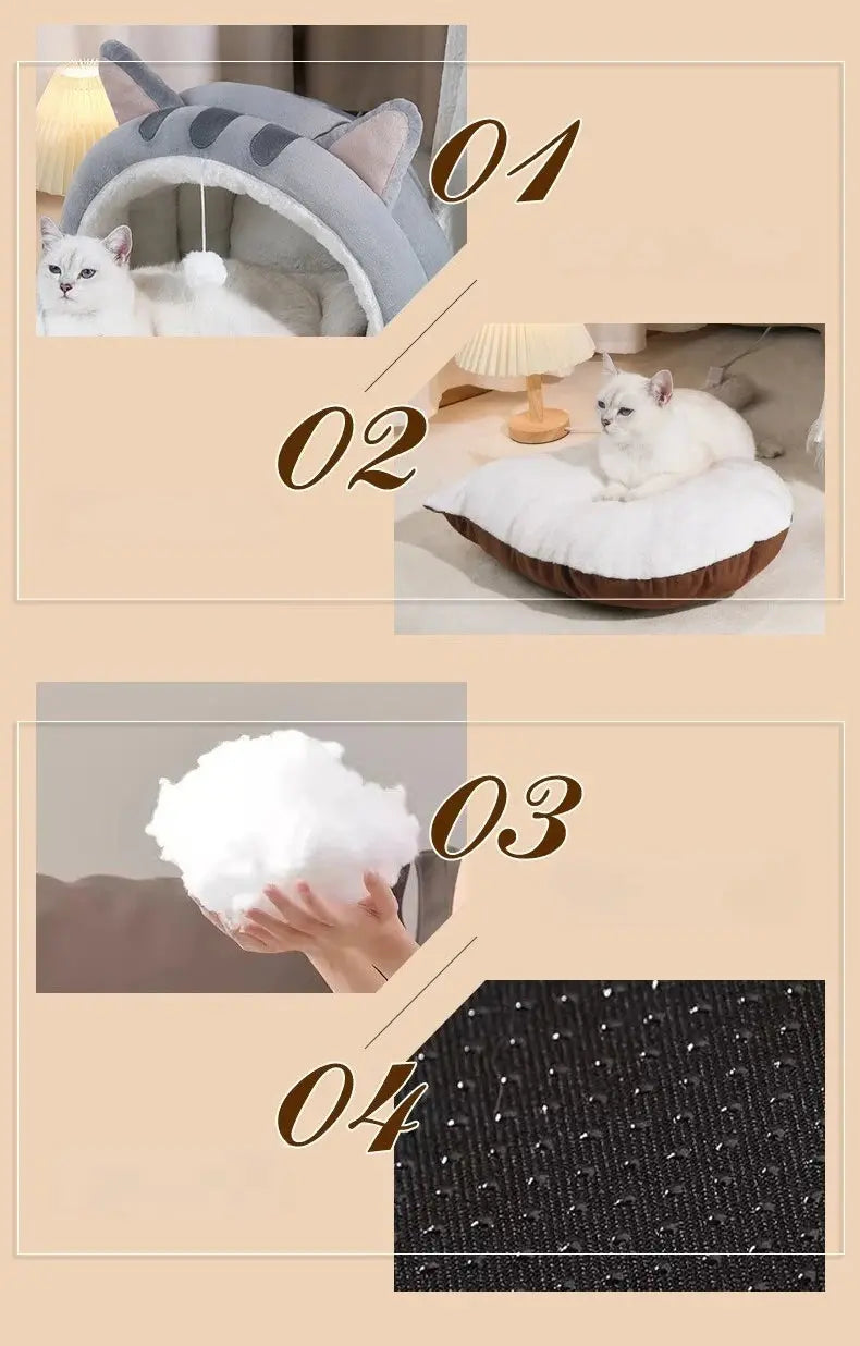 New Cute Mongolian Yurt Pet Nest Home Pet Supplies Semi Closed Panda Nest Fun Cat Playful Autumn and Winter Warm Dog Nest PAWN-SOME PETS