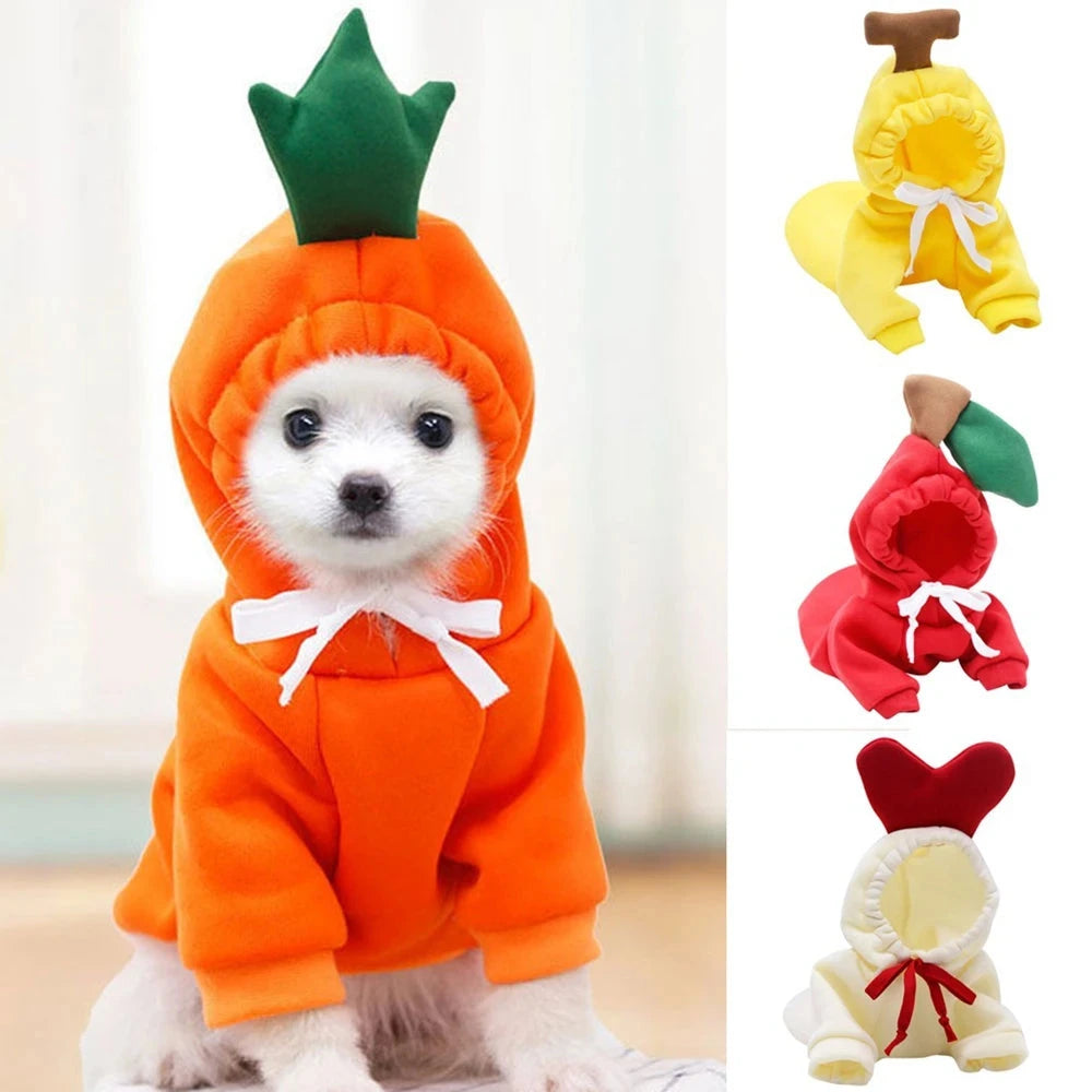Cute Fruit Dog Clothes for Small Dogs Hoodies Warm Fleece Pet Clothing Puppy Cat Christmas Costume Coat Chihuahua Jacket Suits PAWN-SOME PETS