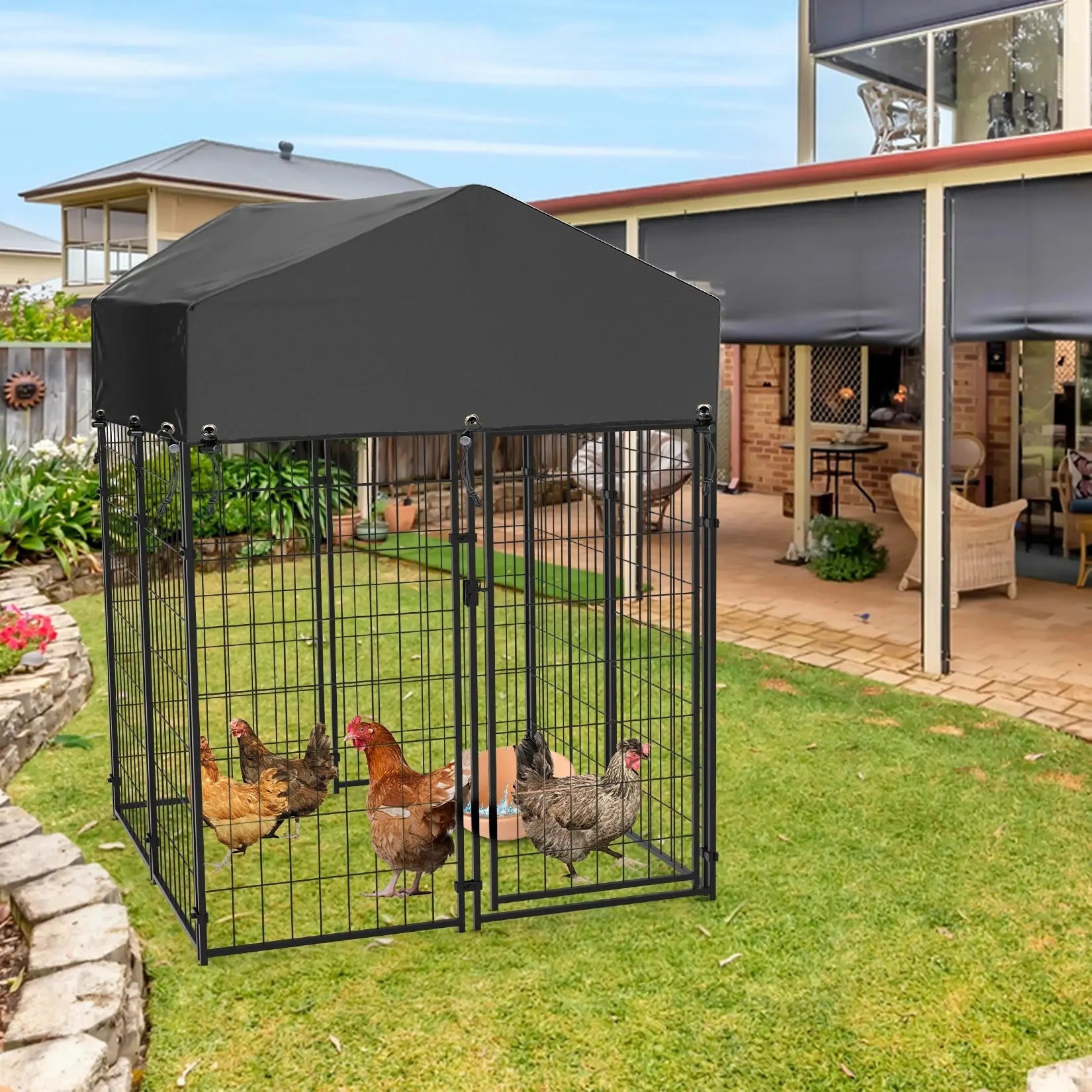 Oversize Dog Cage, Pet Run Enclosure, Playpen with Roof, for Outdoor Pet Kennel, High Fence PAWN-SOME PETS