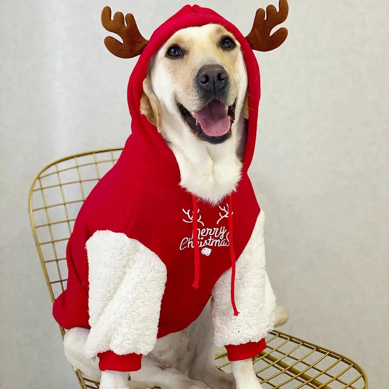 Pet Dog Clothes Winter Warm Cotton Fleece Christmas Fawn Sweatshirt Large Dog Golden Retriever Labrador PAWN-SOME PETS