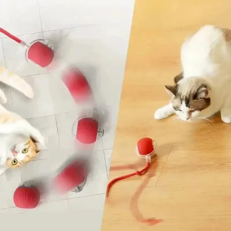 Cat Interactive Ball Toy Automatic Rolling Ball with Tail Rechargeable Smart Pet Interactive Toy Intelligent Mouse for Cat