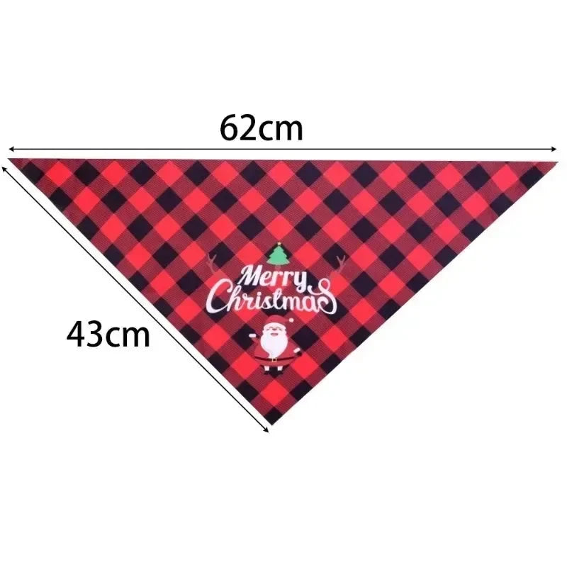 20/1pc Christmas Dog Bandana Santa Claus Printed Plaid Dog Bib Collar Adjustable Birthday Party Cats Triangle Scarves Pet Supply PAWN-SOME PETS