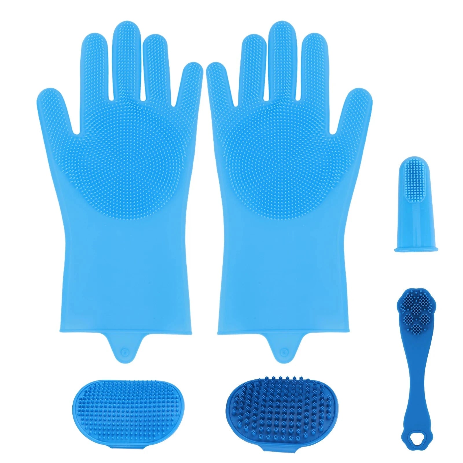 6PCS Pet Grooming Kit Silicone Dog Washing Gloves Dog Shampoo Brush Pet Grooming Gloves for Dog Cat Bathing Massaging & Grooming PAW-SOME PETS