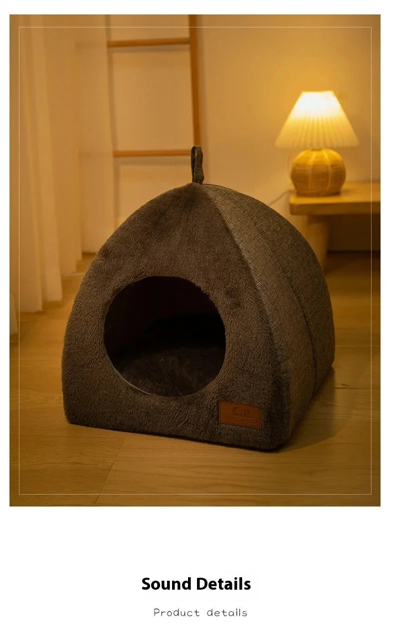 New Triangle Cat Nest Closed Cat House Pet Nest Warm and Thickened Deep Sleep Dog Nest Pet Supplies Closed Cat bed cat tents PAWN-SOME PETS