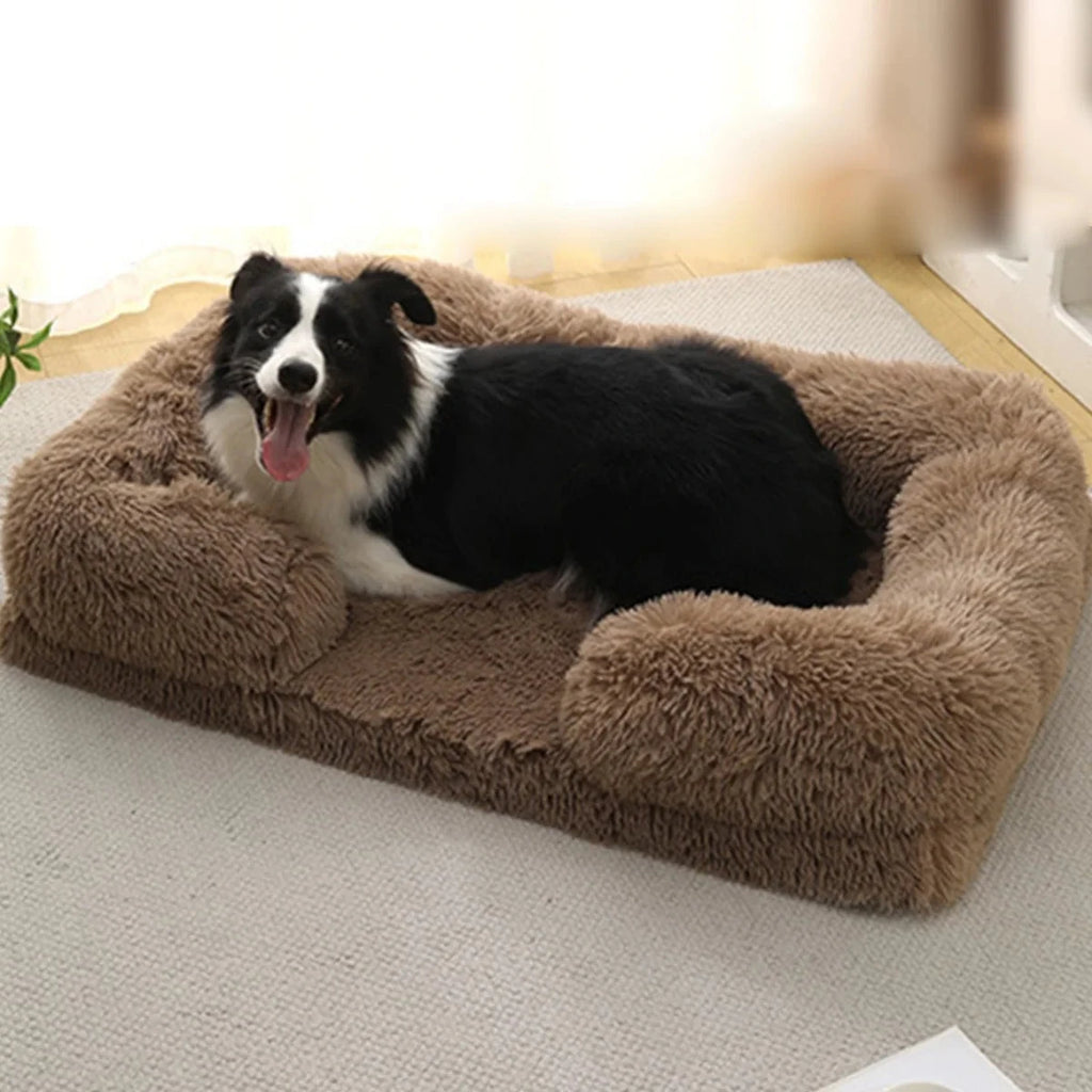Square Dog Bed Plush Pet Bed Winter Thickened Pad House for Dogs Bed Cat Sofa for Flyffy Dogs Sleeping Bed Sofa Removable Mat PAWN-SOME PETS