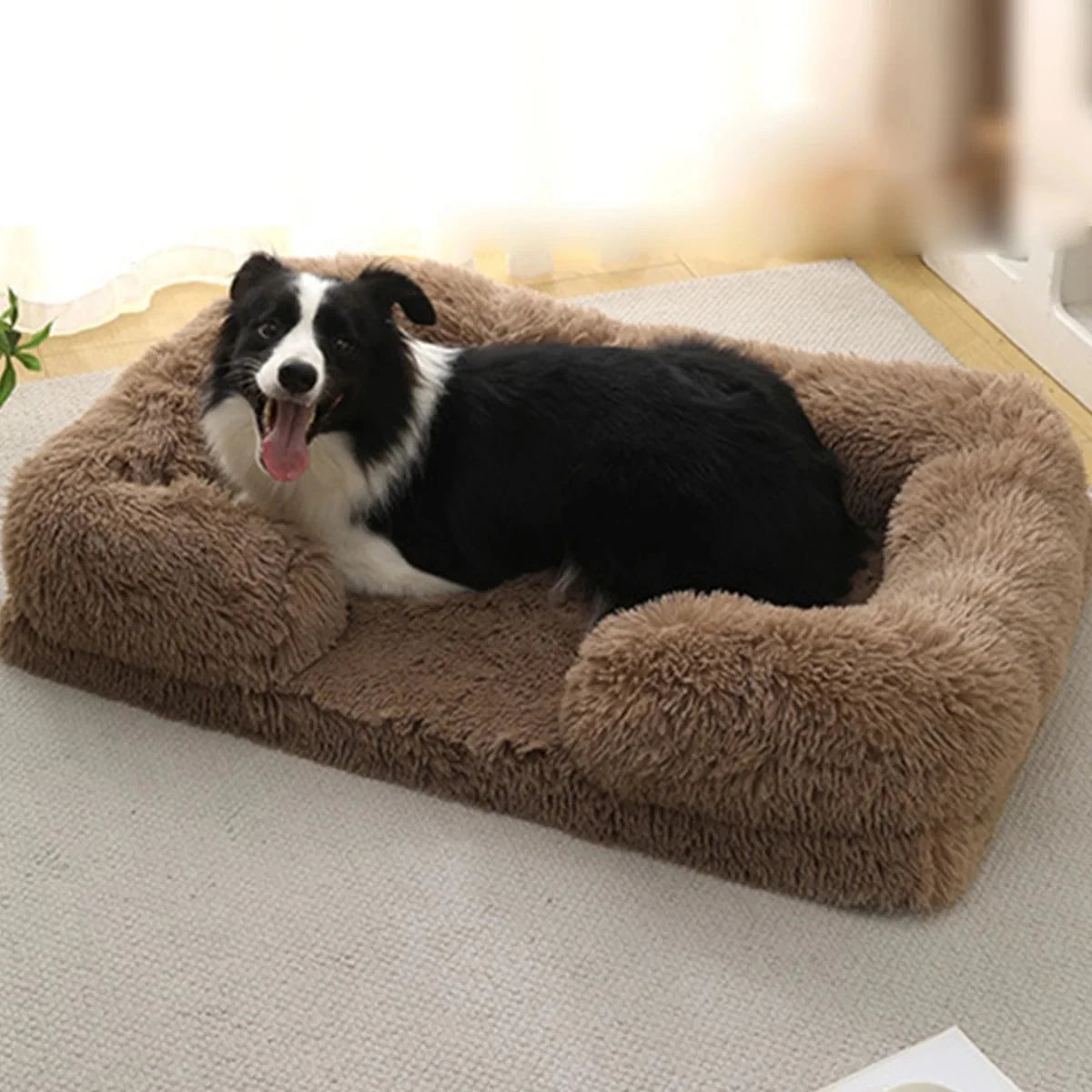Square Dog Bed Plush Pet Bed Winter Thickened Pad House for Dogs Bed Cat Sofa for Flyffy Dogs Sleeping Bed Sofa Removable Mat PAWN-SOME PETS