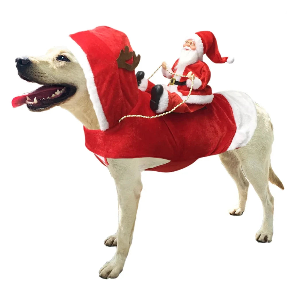 1pc, Christmas Clothing, Santa Claus, Ski Riding, Christmas Pet Clothing, Warm and Frost Proof, Pet Christmas Supplies PAWN-SOME PETS
