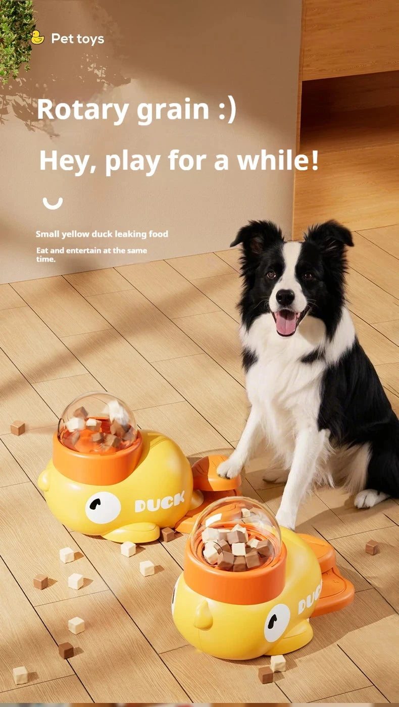 Intelligent Dog Automatic Feeder Cat Dog Puzzle Feeder Interactive Pet Food Treat Dispenser Cartoon Duck Design for Dog Training PAWN-SOME PETS
