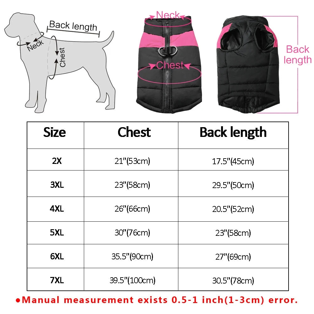Large Dog Clothes For French Bulldog Winter Pet Clothes Coat Ropa Perro Golden Retriever Labrador Dog Clothing Jacket 2XL-7XL PAWN-SOME PETS
