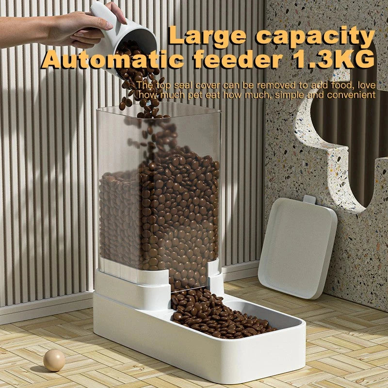 Automatic Cat Feeder & Water Dispenser with Gravity Food Storage Container for Cats and Dogs PAWN-SOME PETS