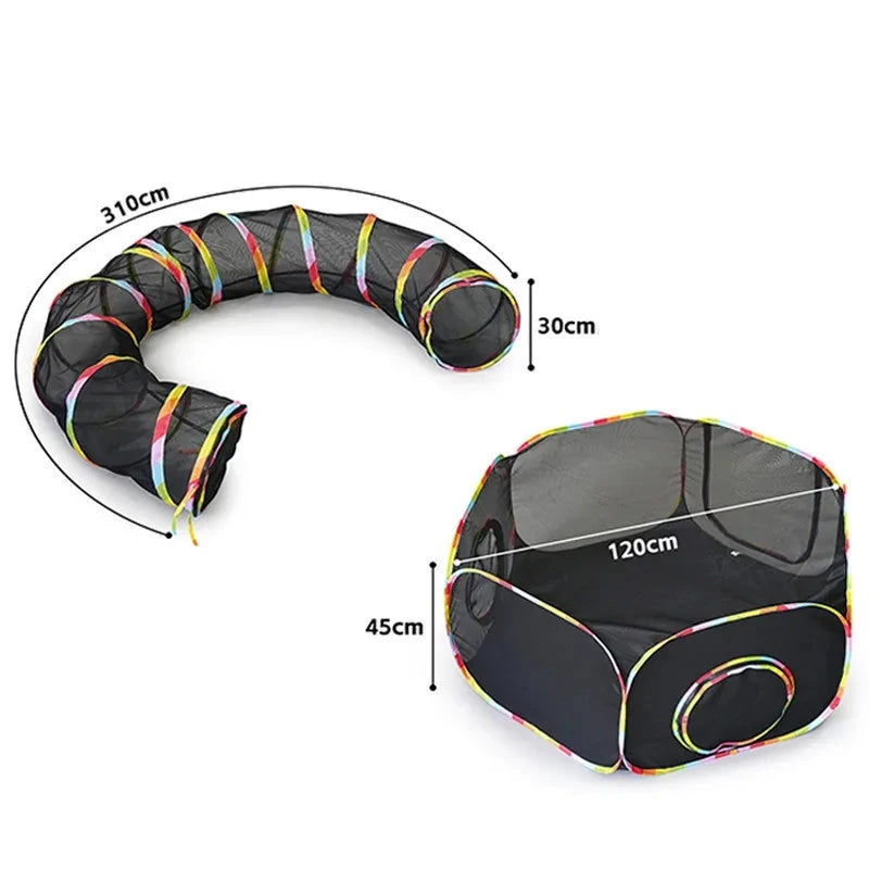 Cat Tunnel Portable Foldable Set Pet Rabbit Guinea Pig Tent Maze Channel Toy Dog Fence Pet Cage Large Space Multiple Gameplay PAW-SOME PETS