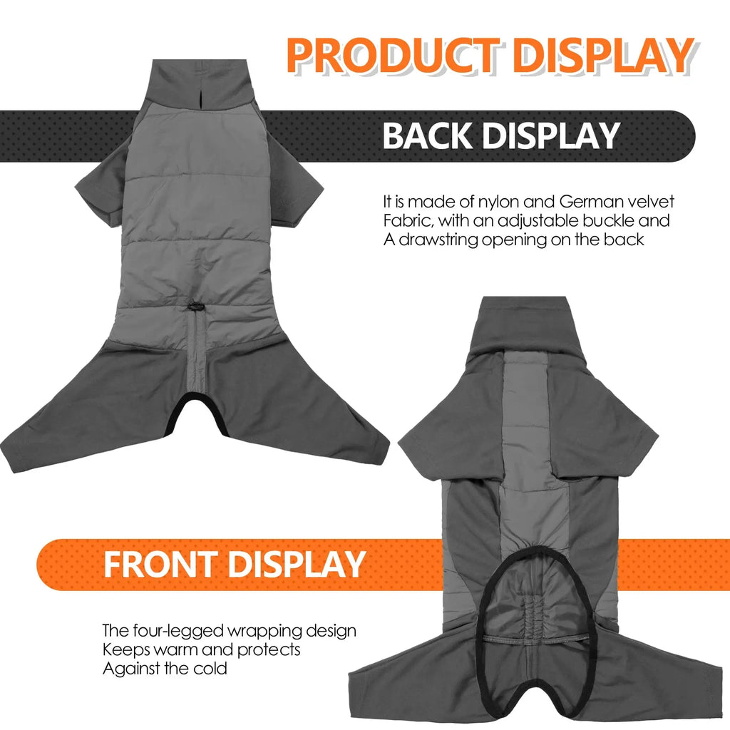 Fullbody Dog Coat, Turtleneck Windproof Dogs Winter Coat with Leash Hole for Large Medium Small Dogs,Four-Legged Snowsuit PAWN-SOME PETS