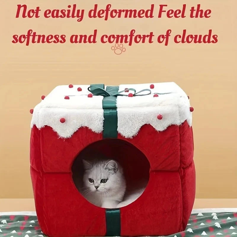 Cats Bed Warm Accessories Christmas Pet Supplies for Winter Dog Mat Products House Houses Habitats Things Goods Accessory Basket PAWN-SOME PETS