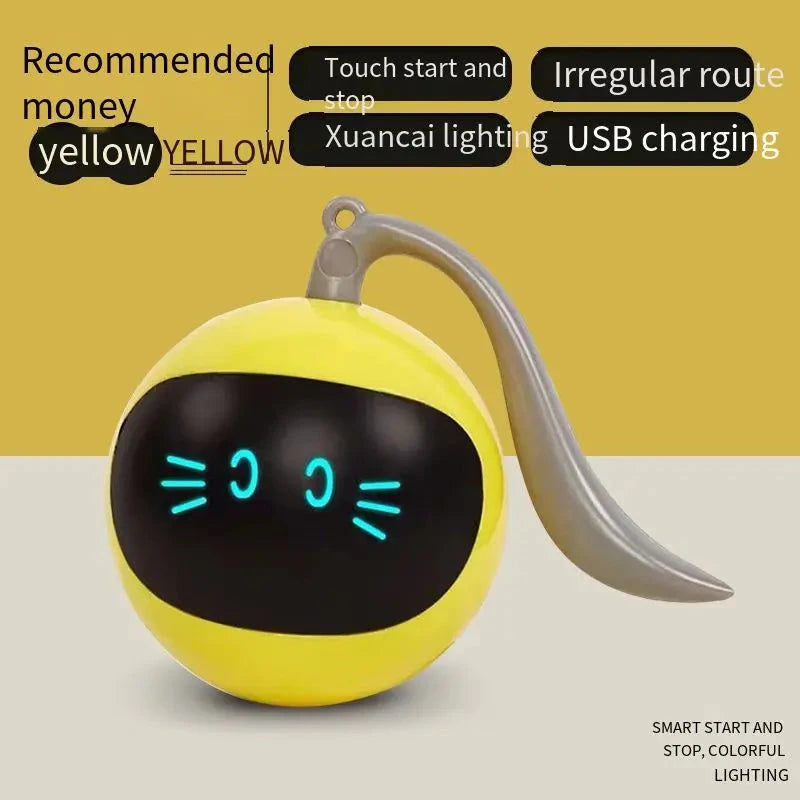 Smart Interactive Cat Toy Colorful LED Self Rotating Pet Ball Toys USB Rechargeable Kitten Automatic Ball Toys Cat Accessories PAWN-SOME PETS