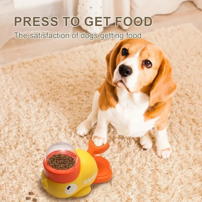 Intelligent Dog Automatic Feeder Cat Dog Puzzle Feeder Interactive Pet Food Treat Dispenser Cartoon Duck Design for Dog Training PAWN-SOME PETS