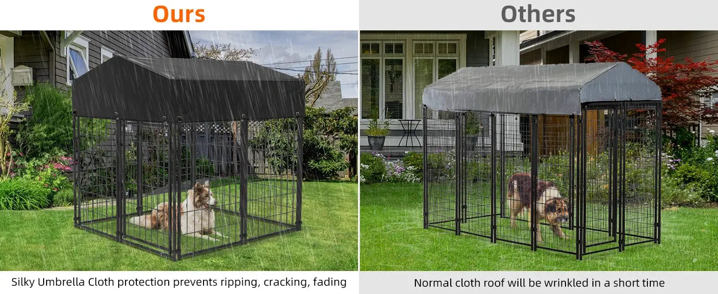 Heavy Duty Large Dog Kennel Pet Welded Metal Playpen Animal Cage with Roof Cover Pet Run Enclosure Playpen House Outdoor Indoor PAWN-SOME PETS
