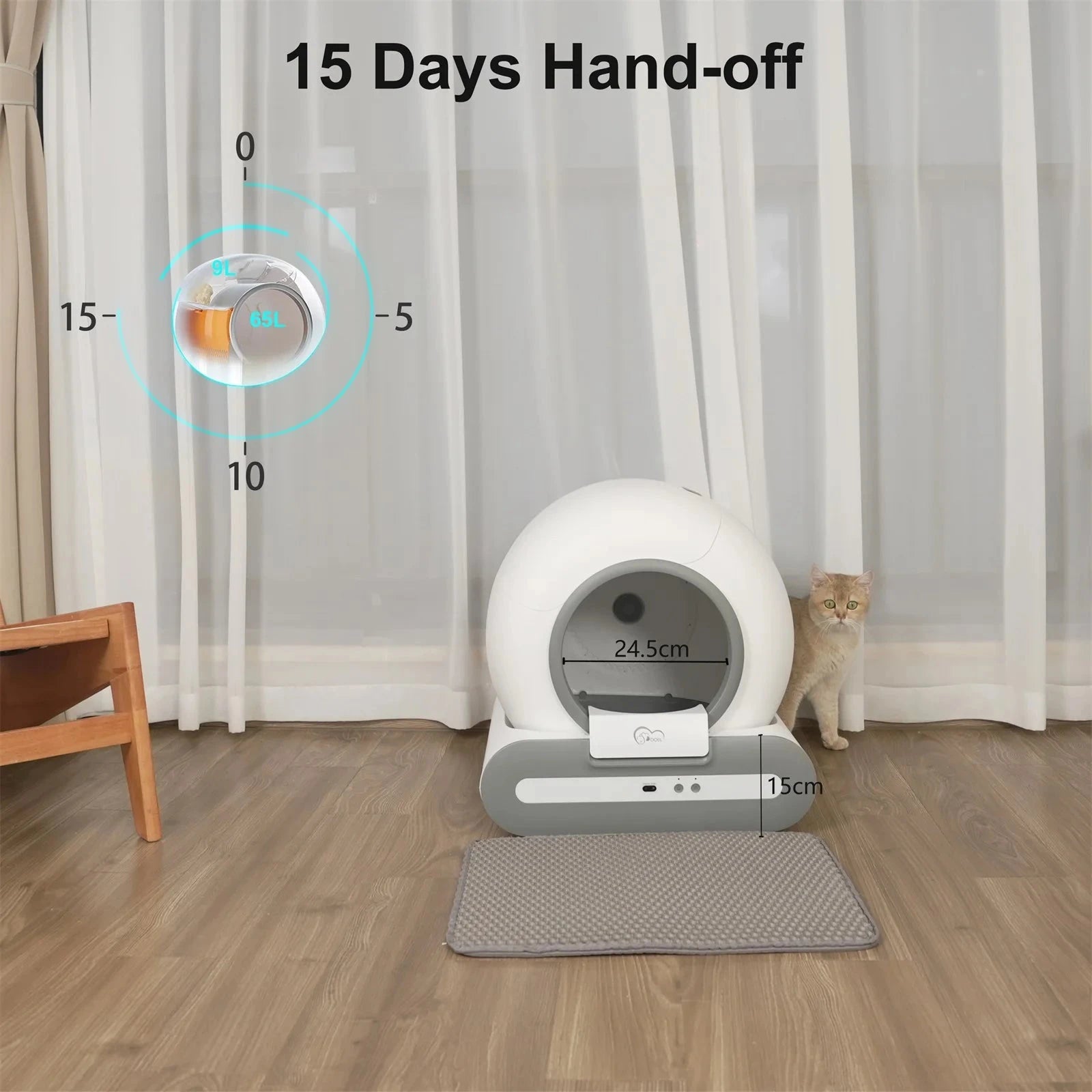 DOEL  Automatic Cat Litter Box Self Cleaning with App Control & Cat Litter Mat Smart Cat Toilet for Multiple Large Cats PAW-SOME PETS