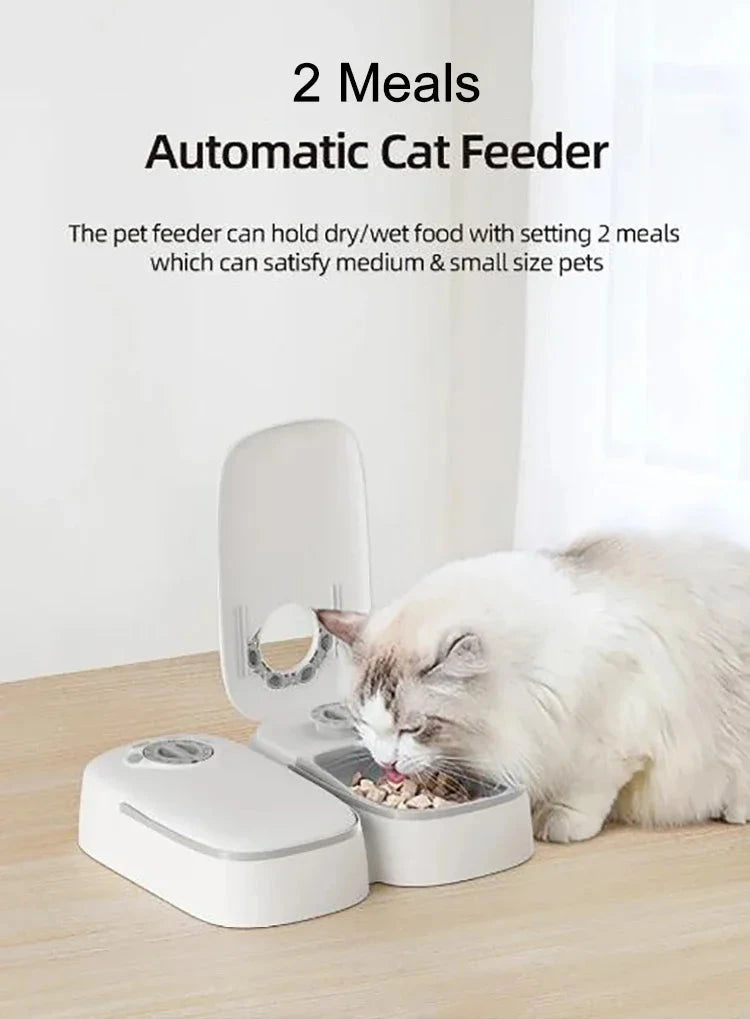 2 Meals Timed Automatic Dog Feeder Dual Bowls Smart Cat Food Dispenser Wet Dry Pet Food Dispenser Pet Feeder Cat Accessories PAW-SOME PETS