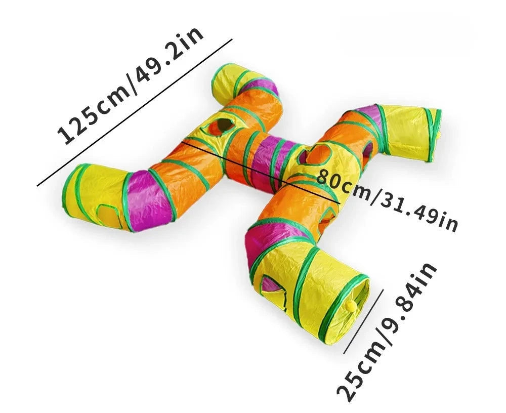 Cat Tunnel Portable Foldable Set Pet Rabbit Guinea Pig Tent Maze Channel Toy Dog Fence Pet Cage Large Space Multiple Gameplay PAW-SOME PETS
