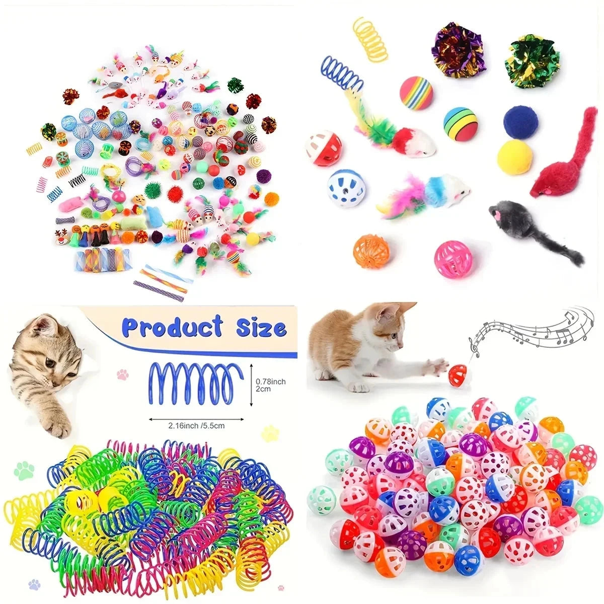 56pcs/28pcs/14pcs Cat Toys Mixed Pack. A Combination of Various Plastic Toys and Plush Toys Suitable for Multiple Cats To Play PAWN-SOME PETS