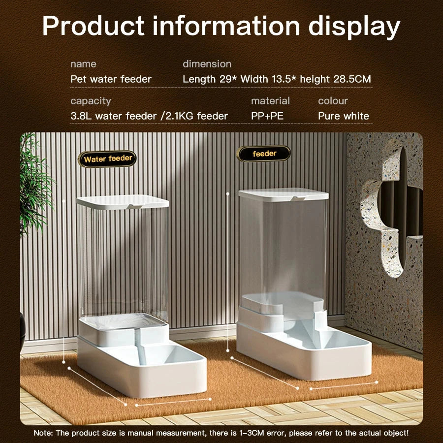 Automatic Cat Feeder & Water Dispenser with Gravity Food Storage Container for Cats and Dogs PAWN-SOME PETS