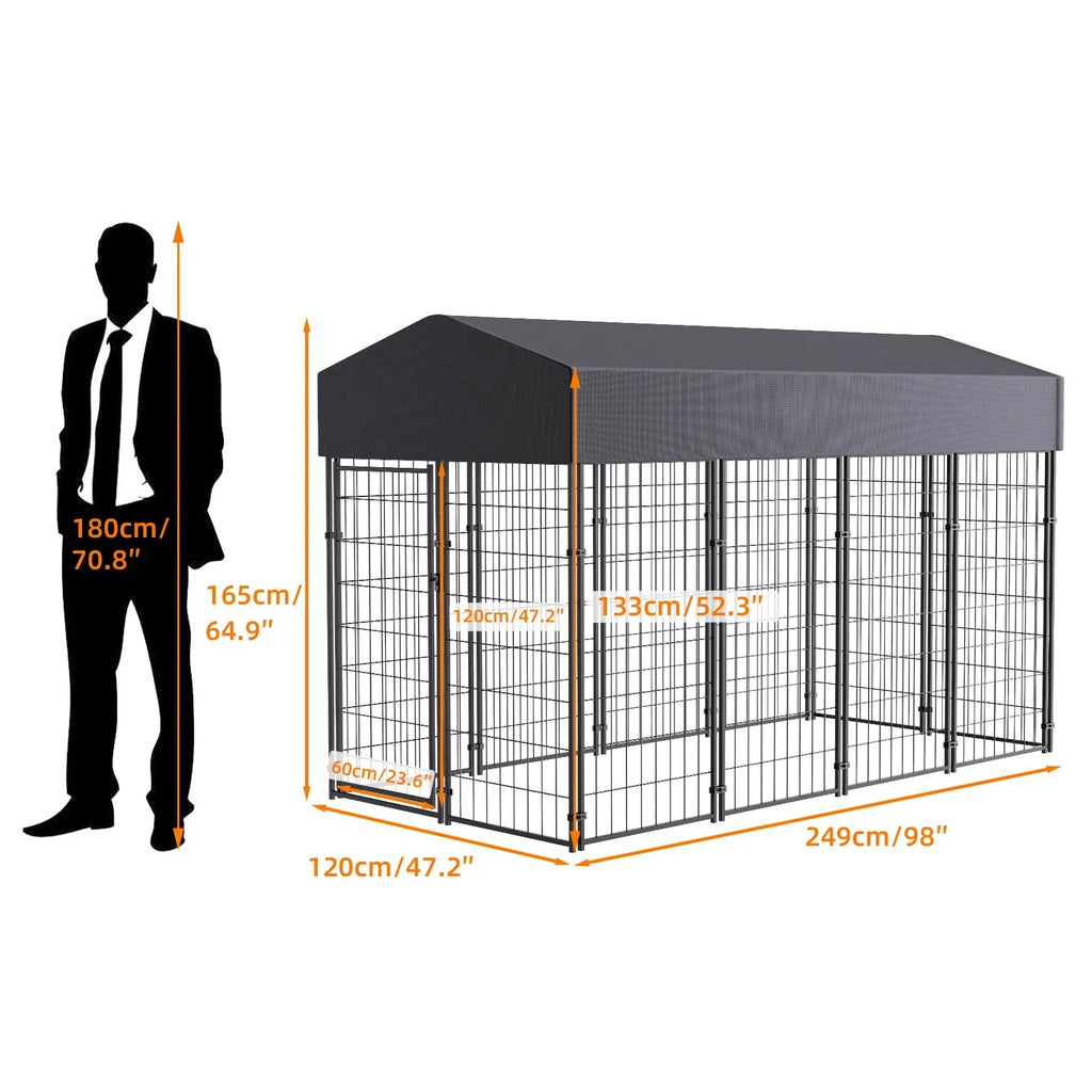 Oversize Dog Cage, Pet Run Enclosure, Playpen with Roof, for Outdoor Pet Kennel, High Fence PAWN-SOME PETS