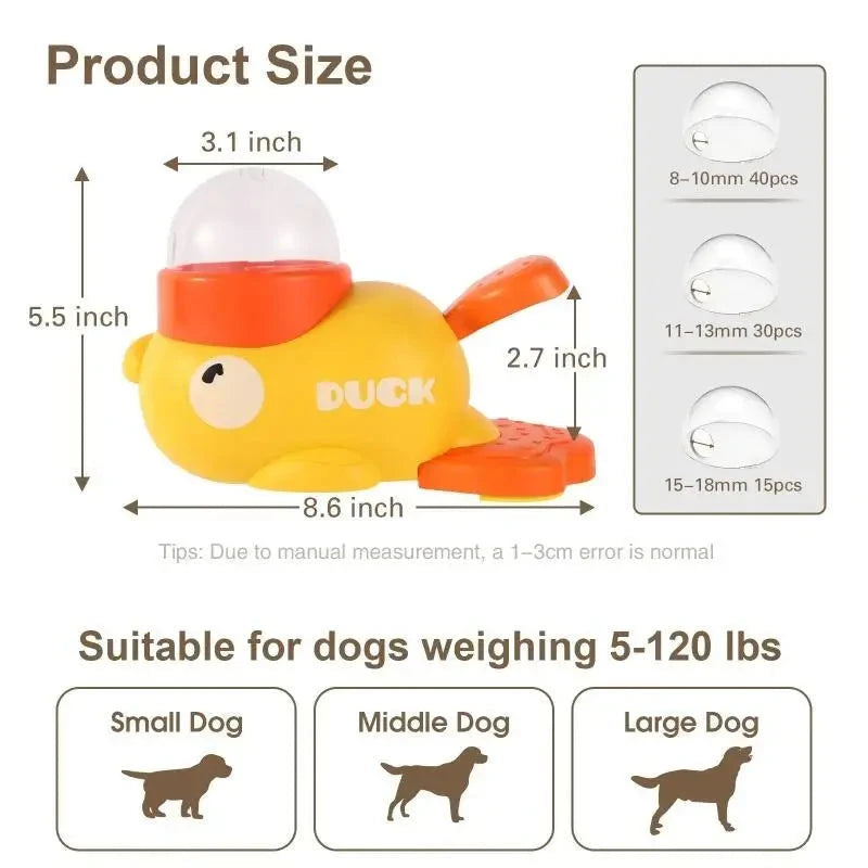 Intelligent Dog Automatic Feeder Cat Dog Puzzle Feeder Interactive Pet Food Treat Dispenser Cartoon Duck Design for Dog Training PAWN-SOME PETS