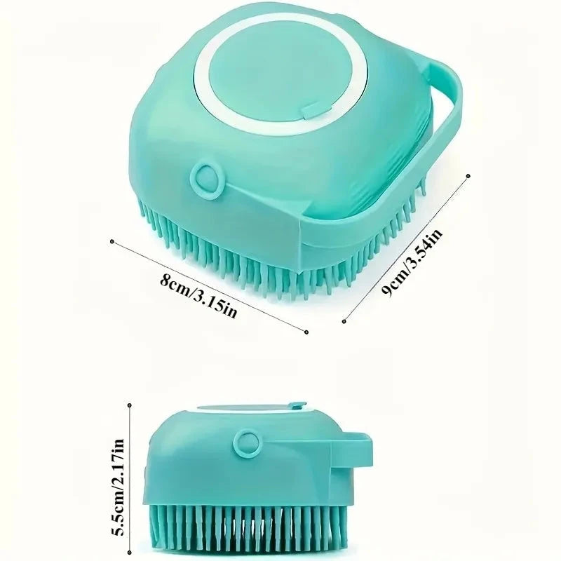 Pet Bathing Brush  - Silicone Massage Scrubber for Cats & Dogs, Gentle Lather Maker, Waterproof & Easy Clean (Blue/Green) PAW-SOME PETS